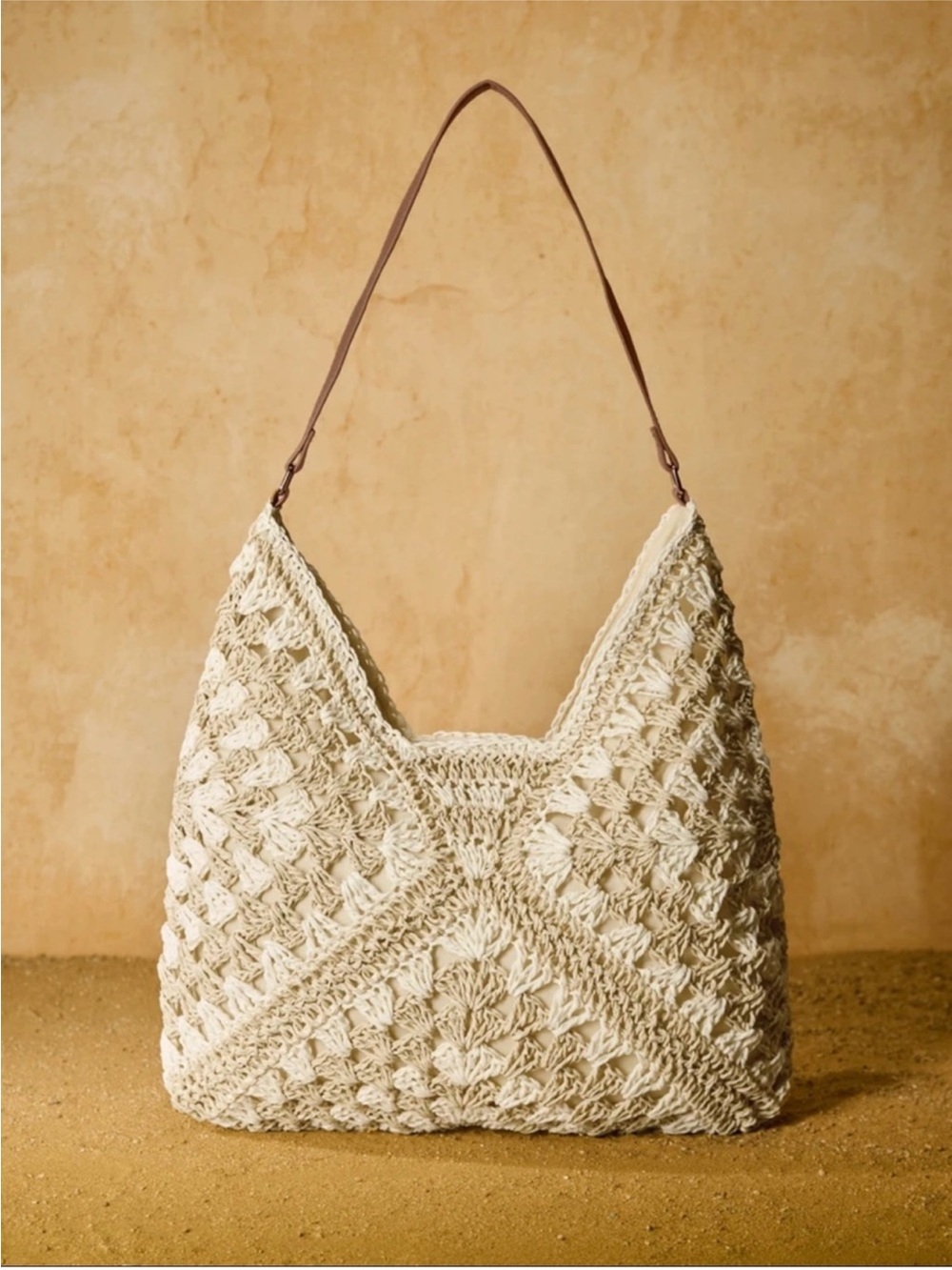 New ~ Anthropologie Look Tropical Woven Straw Hobo Bag in Cream
